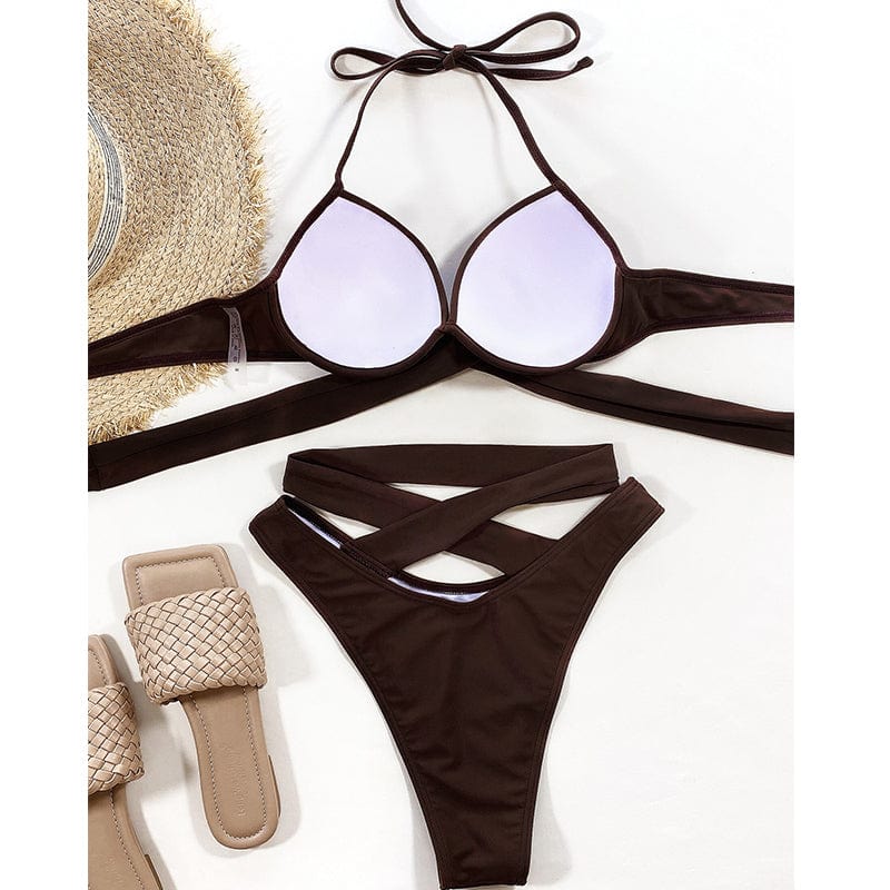 Two-piece swimsuit with adjustable cut