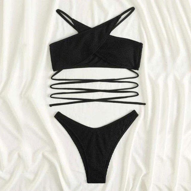 High-waisted two-piece swimsuit