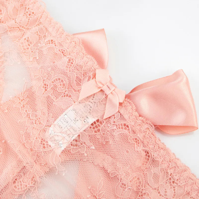 Lace thong with a large satin bow
