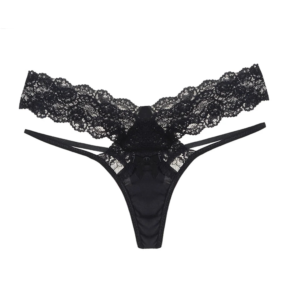 Sexy lace thong with decorative cutouts