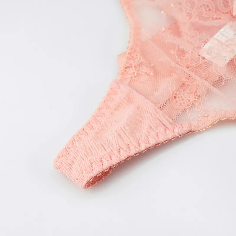 Lace thong with a large satin bow