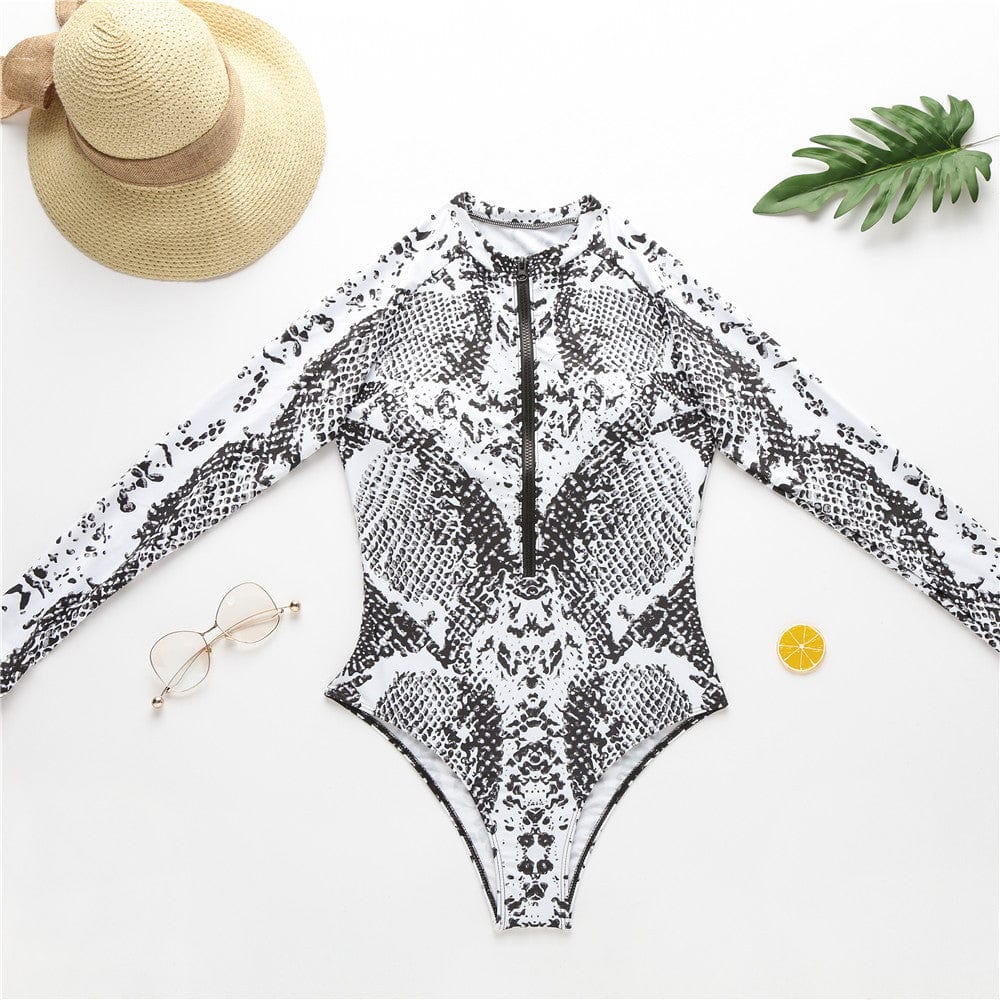 Maillot de bain une pièce à manches longues et taille haute