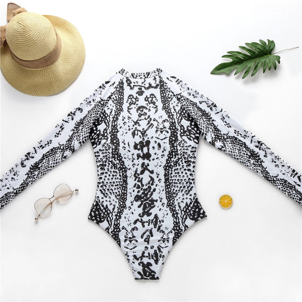 Maillot de bain une pièce à manches longues et taille haute