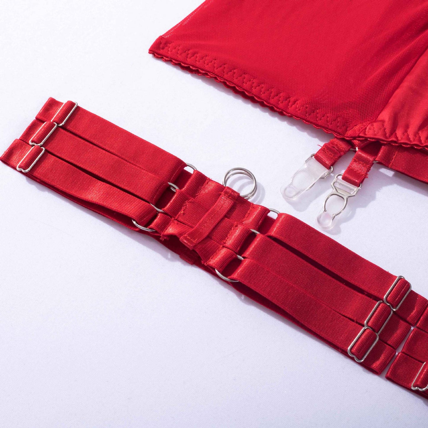 Lingerie set with a choker and a skirt.