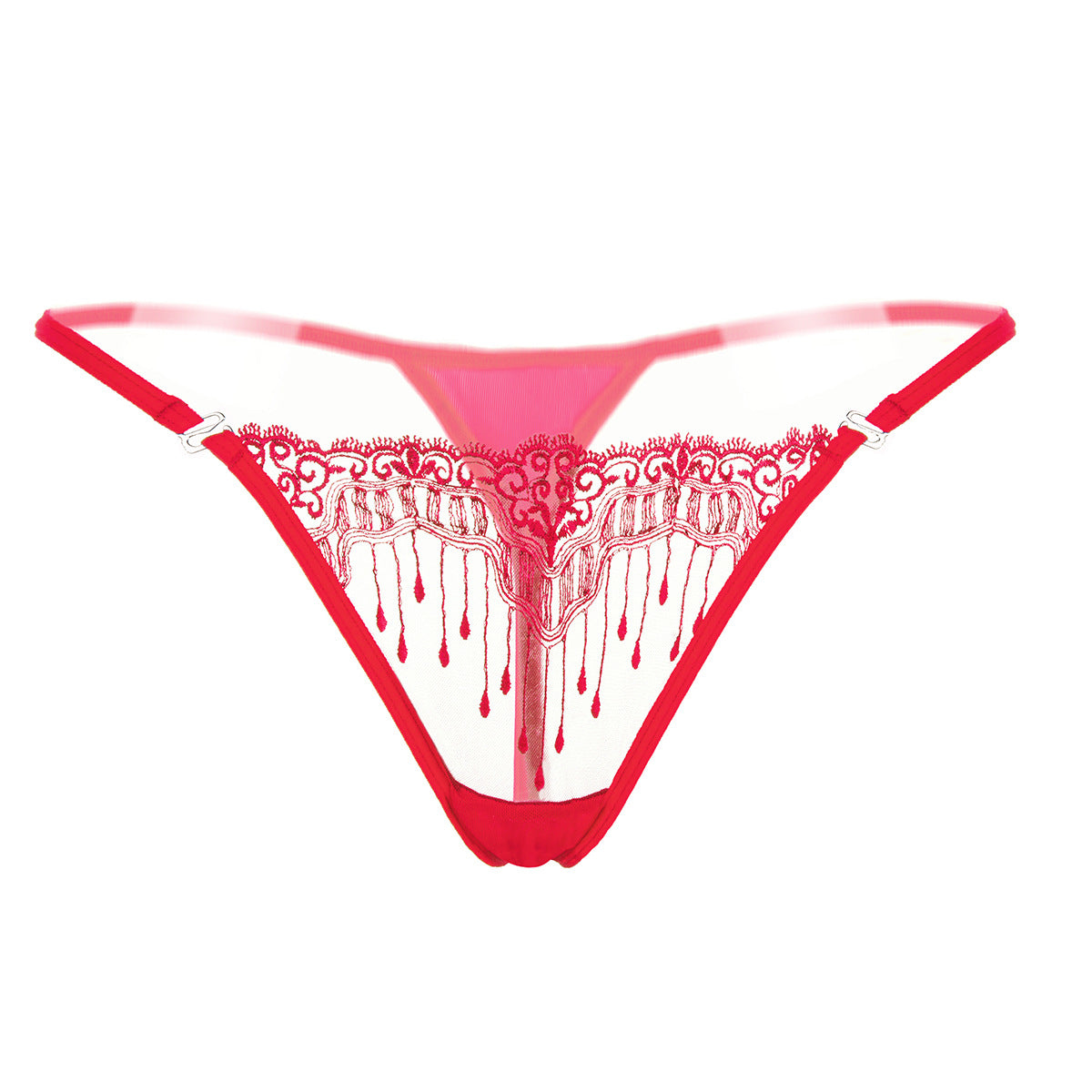 String en dentelle avec motif brodé