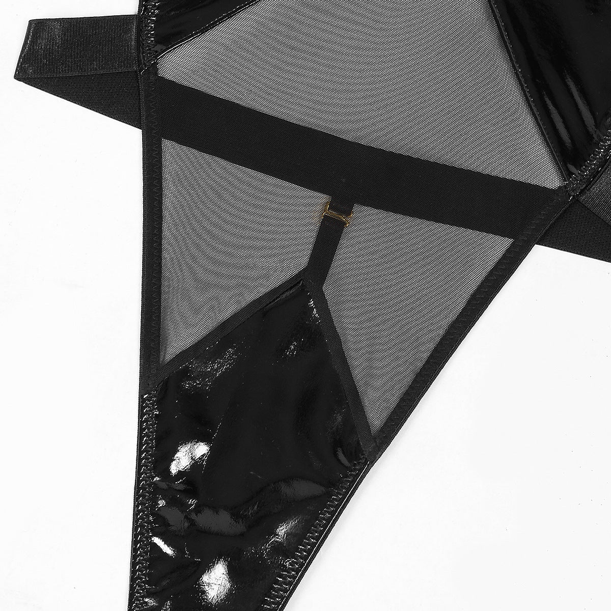 Body en latex avec des inserts en résille sur le ventre
