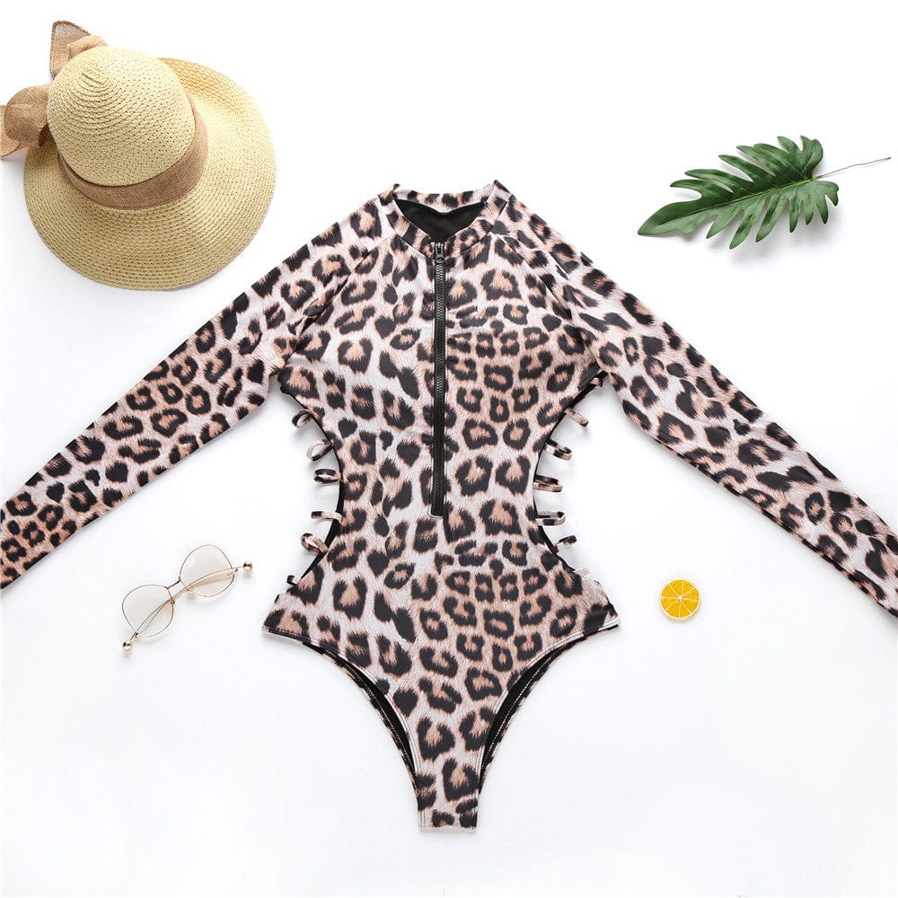 Maillot de bain une pièce à manches longues et taille haute