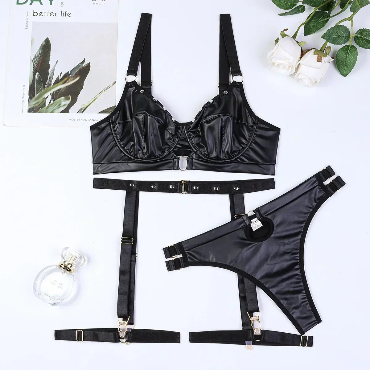 Lingerie set with garter belt