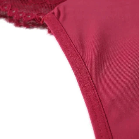 Luxurious satin thong with lace inserts