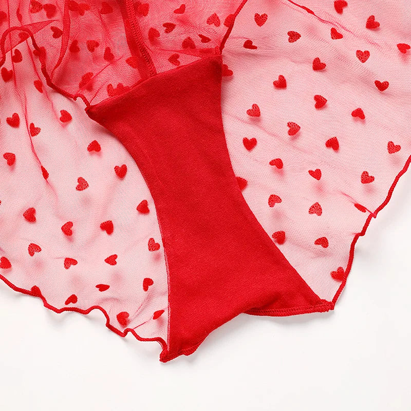 Lace panties with a heart pattern