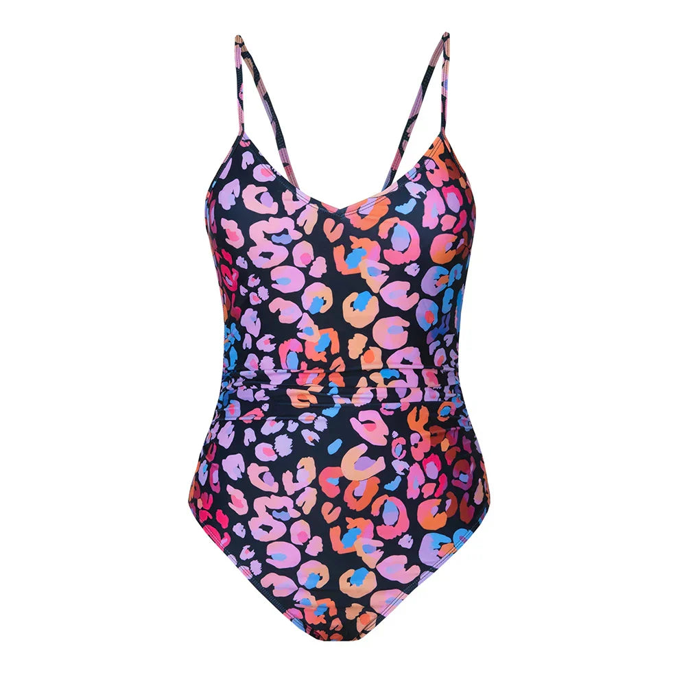 Maillot de bain une pièce léopard avec bretelles réglables