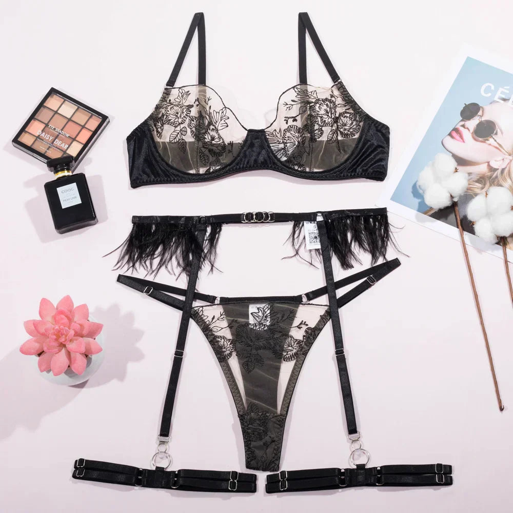 Ensemble de lingerie avec broderie florale
