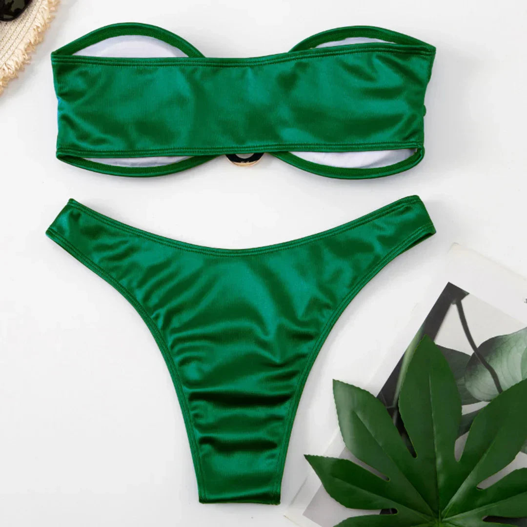 Maillot de bain deux pièces sans bretelles avec coussinets réglables