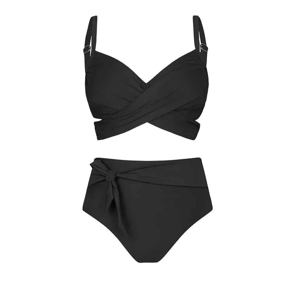 Plus size two-piece swimsuit with adjustable straps