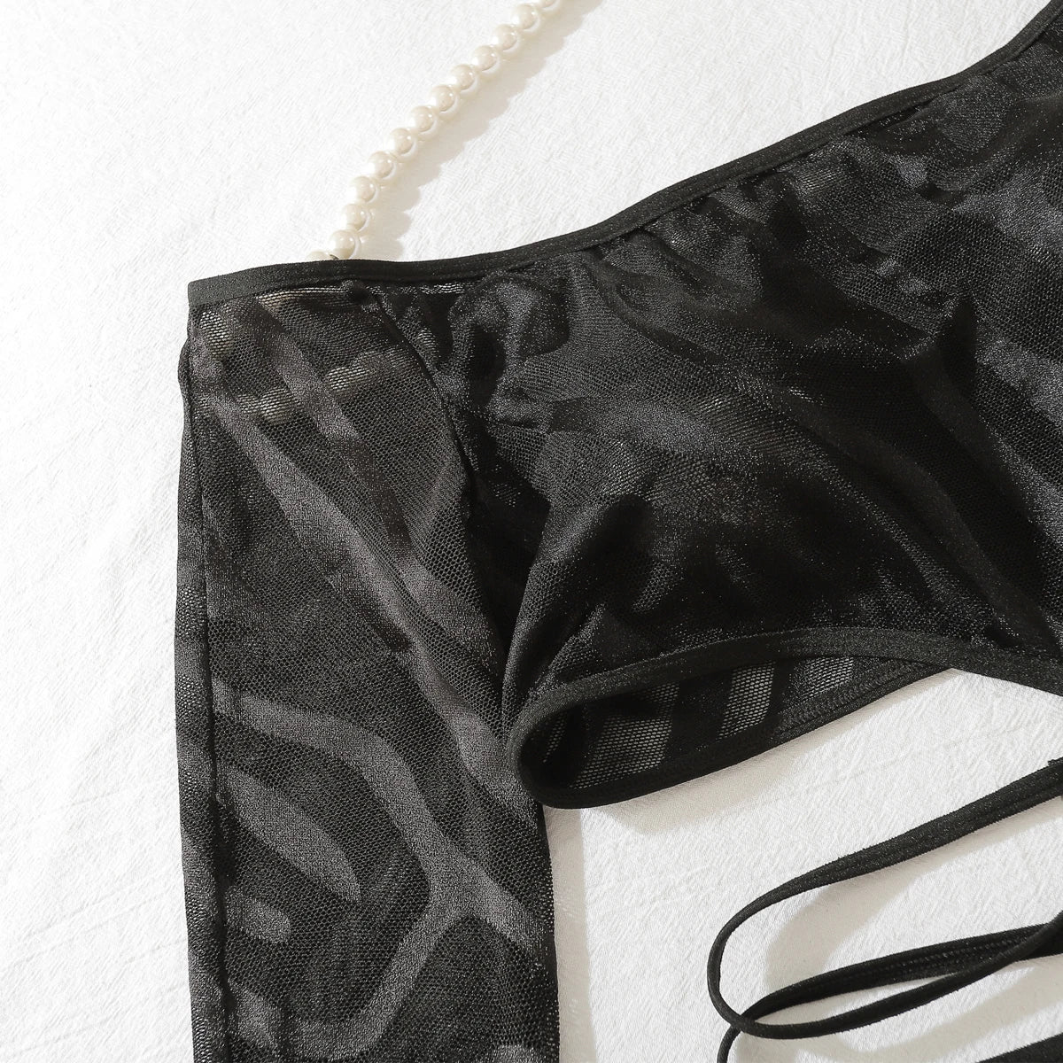 Ensemble de lingerie bodystocking avec gants