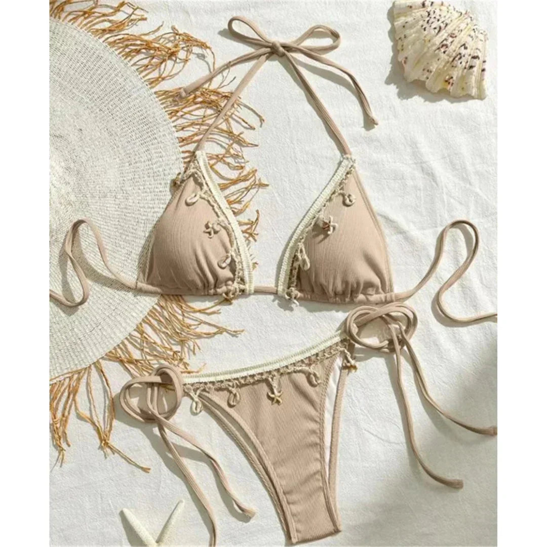 Two-piece swimsuit with shells
