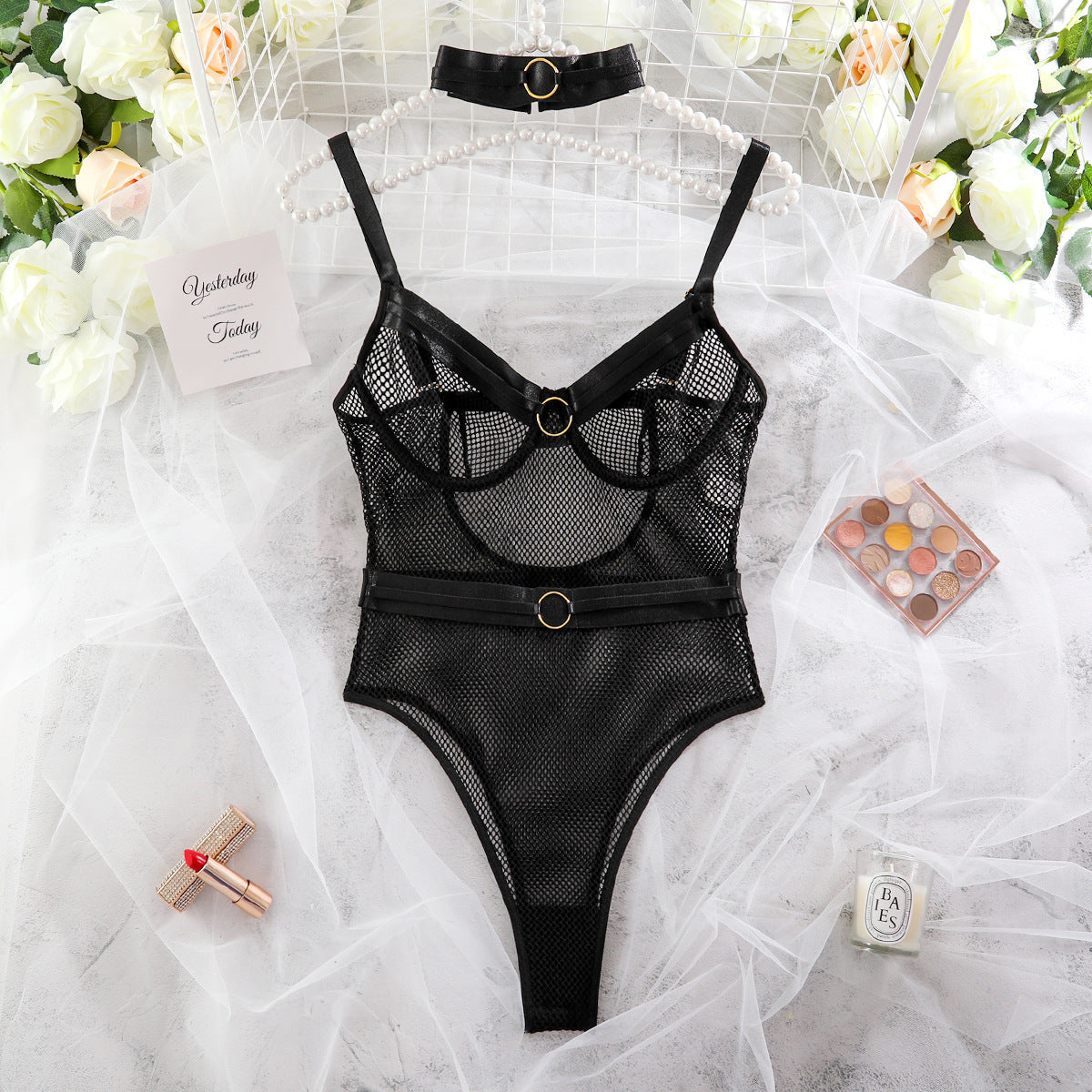 Lace bodysuit with choker