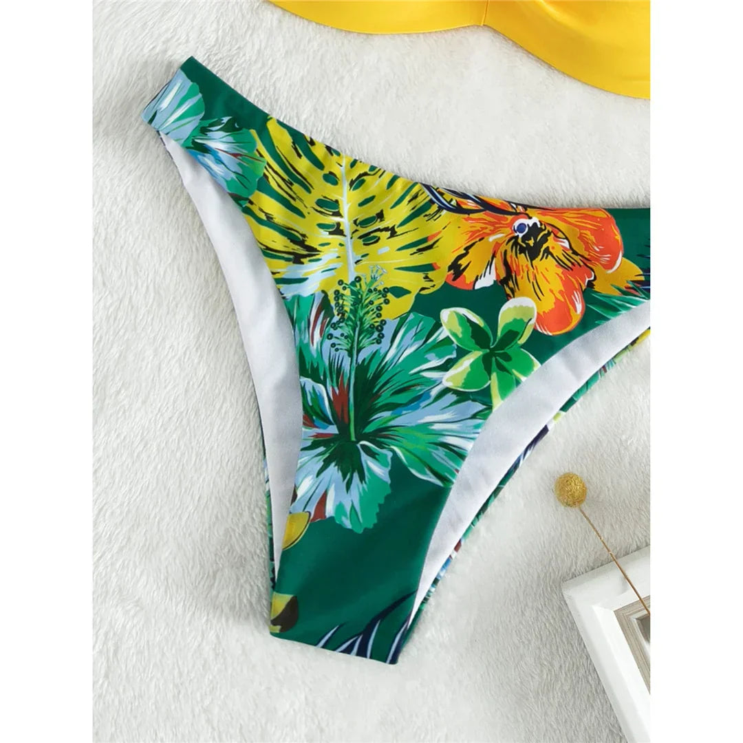 Maillot de bain deux pièces à motif floral