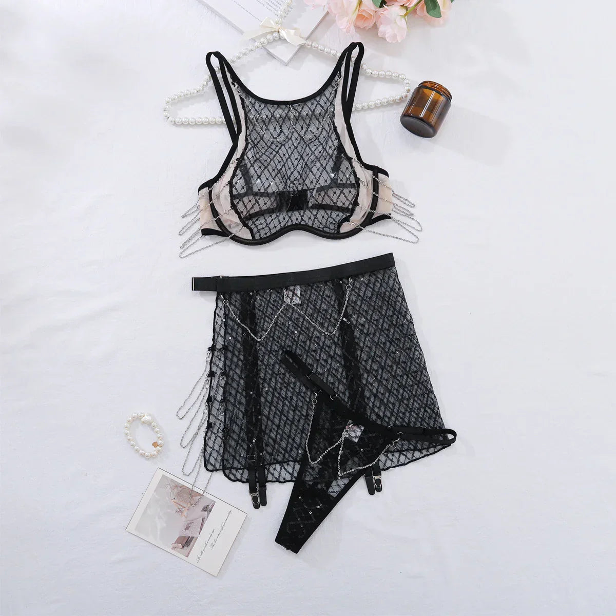 Lingerie set with chains