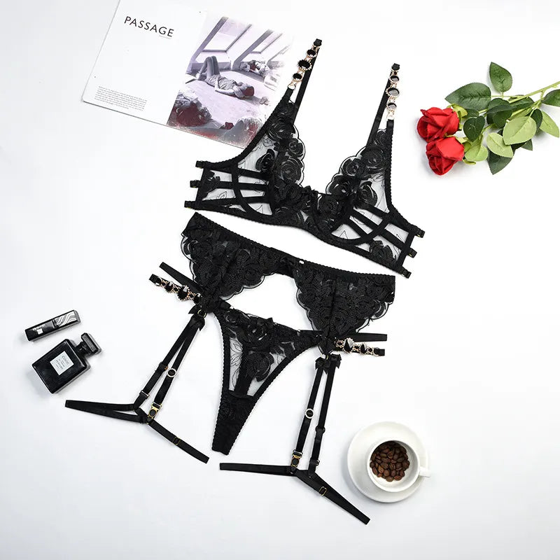 Ensemble de lingerie en dentelle avec réglage