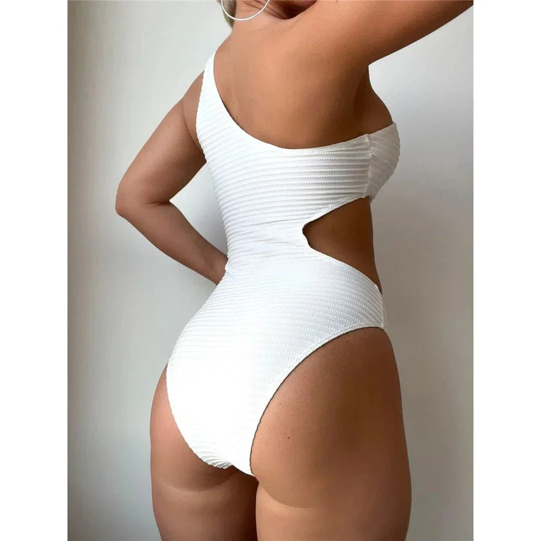 Maillot de bain asymétrique en une pièce avec décolleté en V