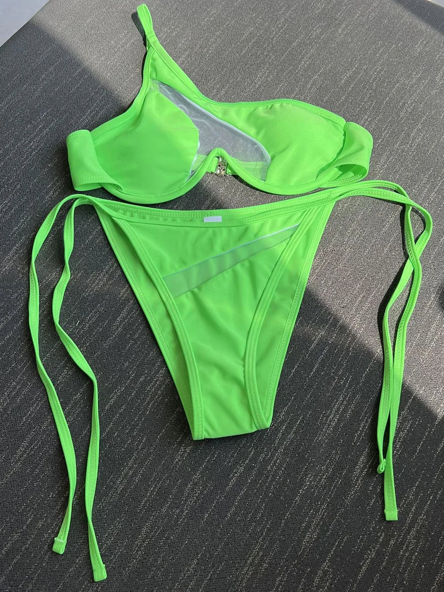 Two-piece swimsuit with cutouts