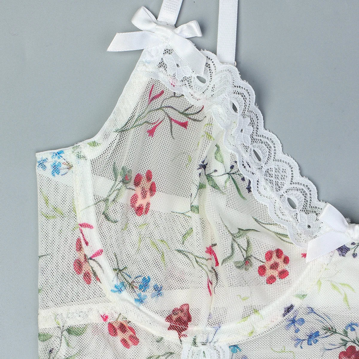 Body en dentelle avec motif floral