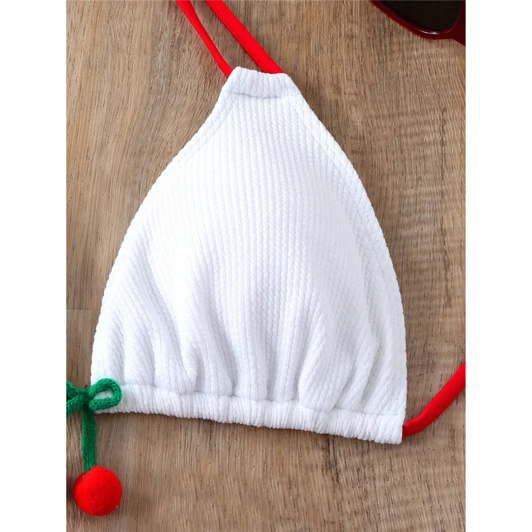 Two-piece swimsuit with a decorative cherry