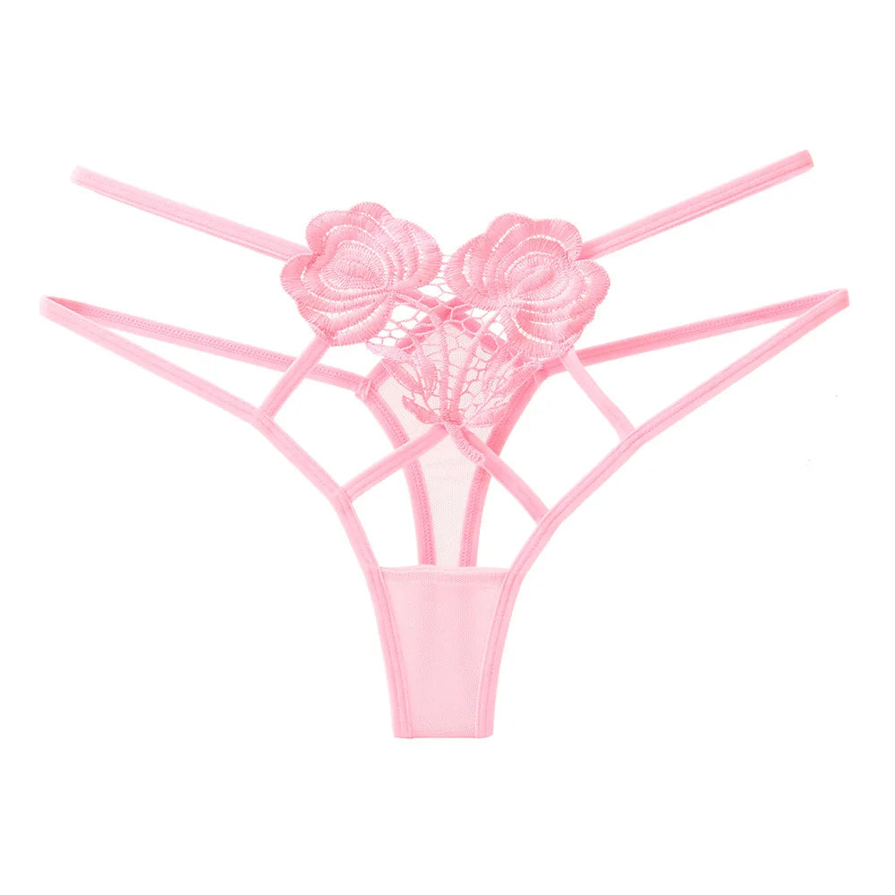 Thong with decorative roses on the front
