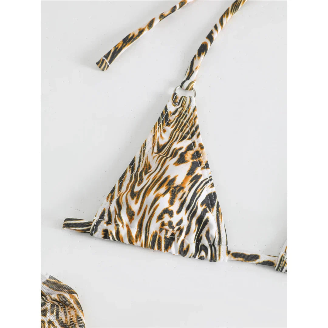 Two-piece swimsuit with a wild panther pattern