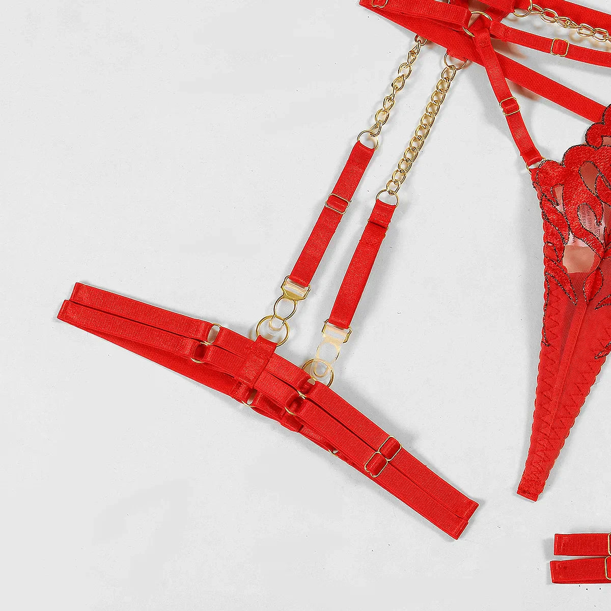 Lingerie set with flame pattern.
