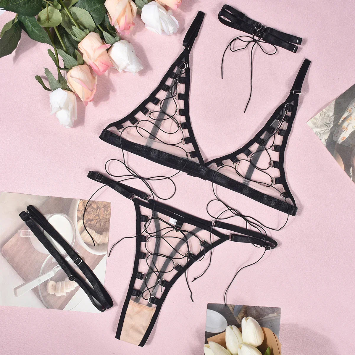 Lace lingerie set with choker