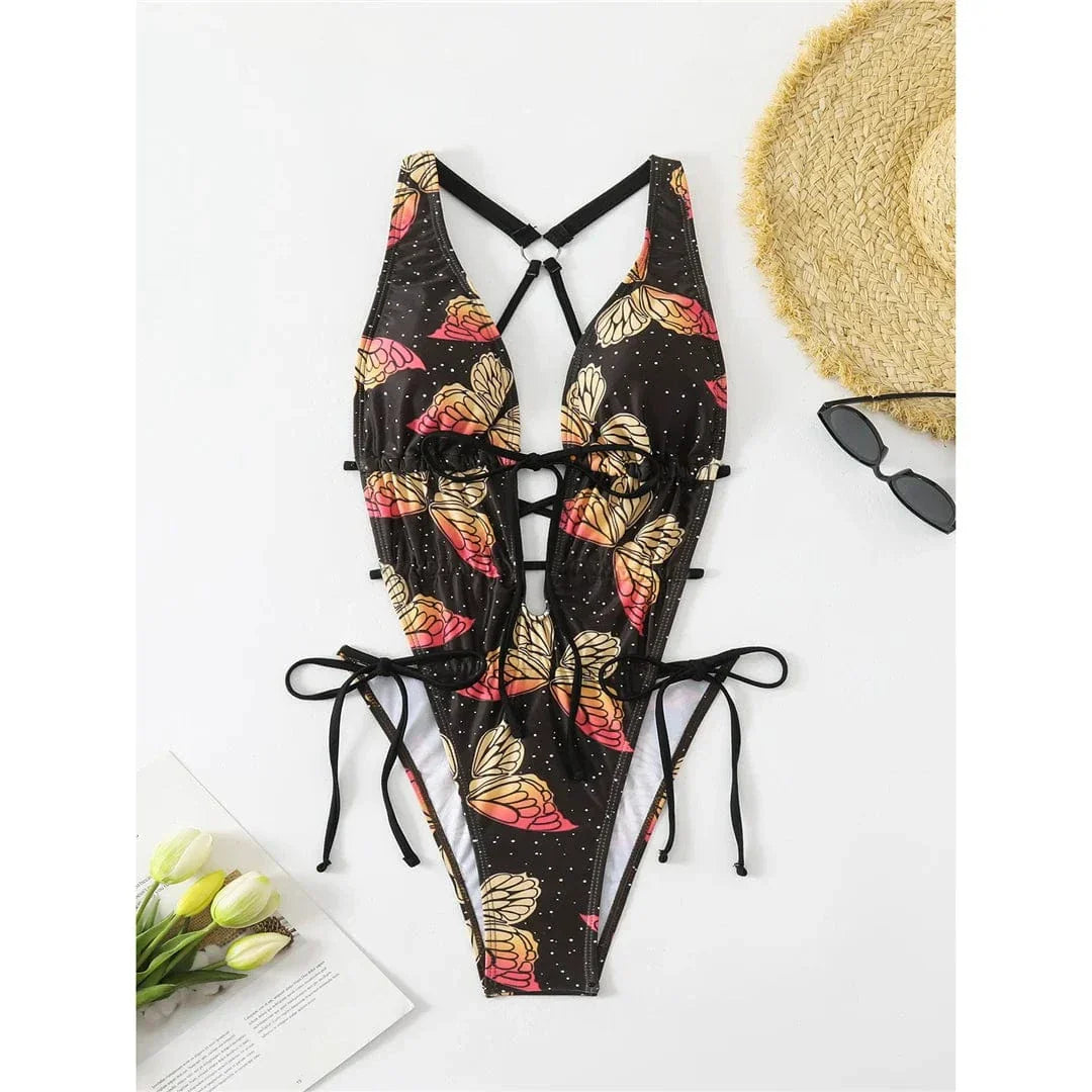 Maillot de bain une pièce avec des liens à la taille