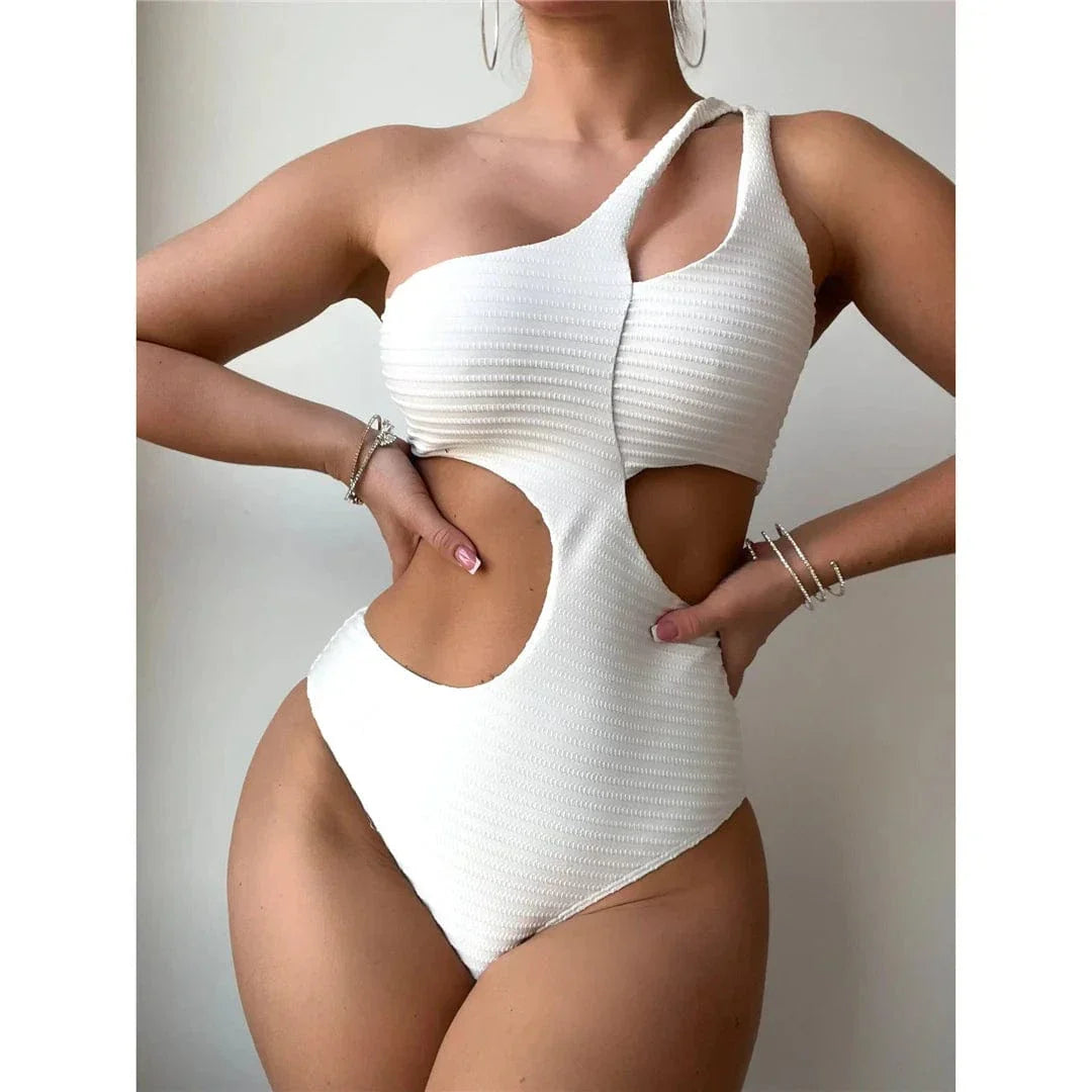 Maillot de bain asymétrique en une pièce avec décolleté en V