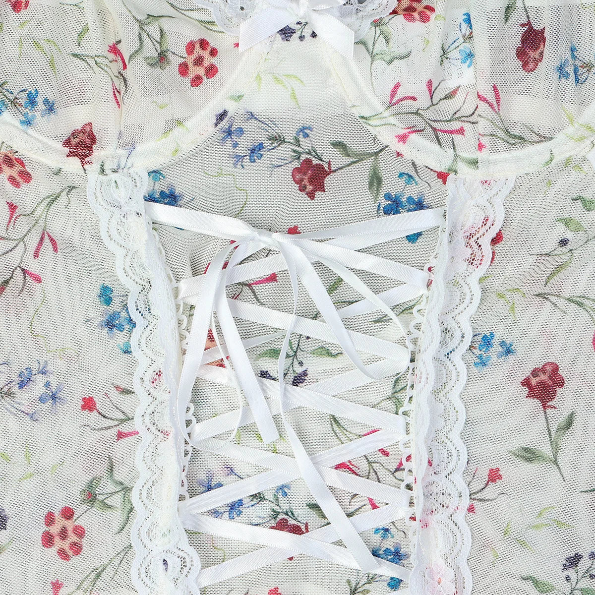Body en dentelle avec motif floral