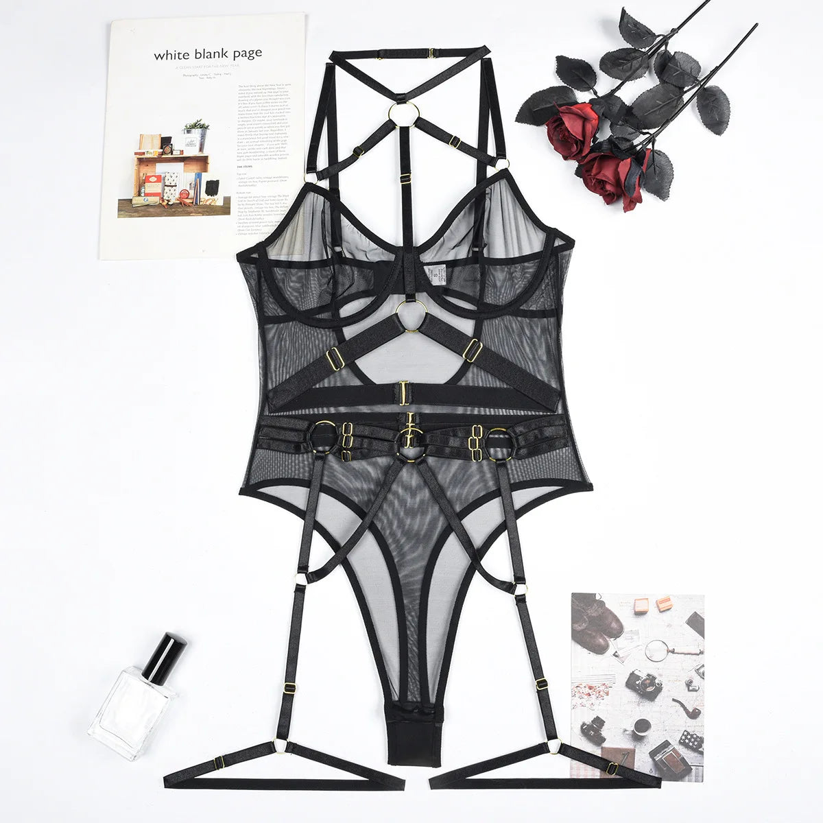 Fishnet body with a choker