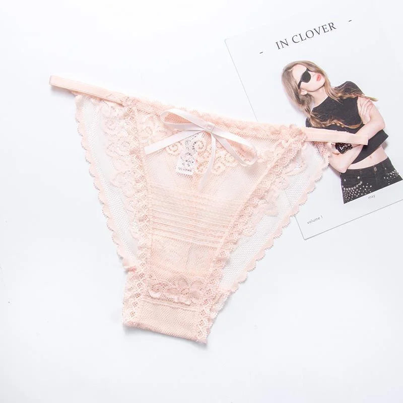 Beige Slip Femme en Dentelle avec Nœud