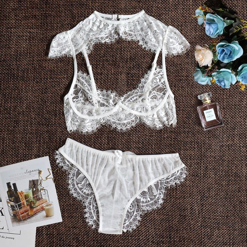 Blanc Ensemble Stylé de Sous-Vêtements en Dentelle