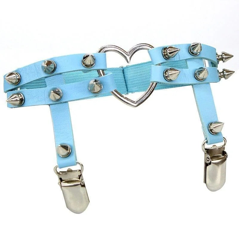 Bleu Harnais pour la cuisse avec des pointes