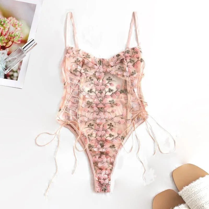 Body Classique en Dentelle - Motif Fleuri