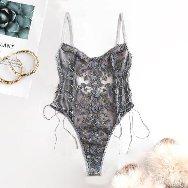 Body Classique en Dentelle - Motif Fleuri