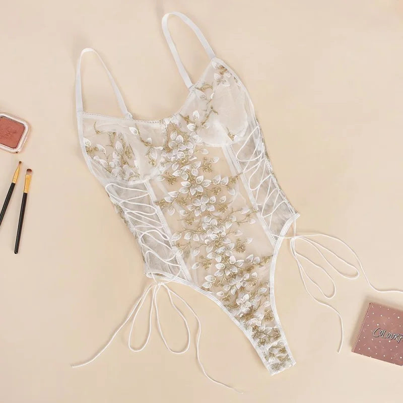 Body Classique en Dentelle - Motif Fleuri