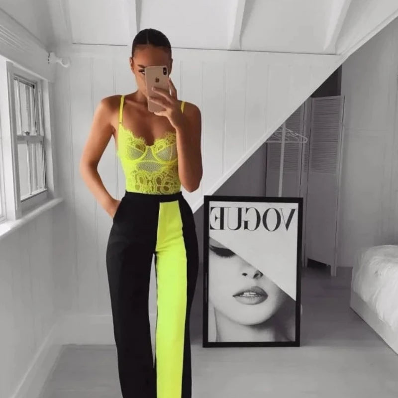 Body Couleur Flashy - Dentelle et Maille
