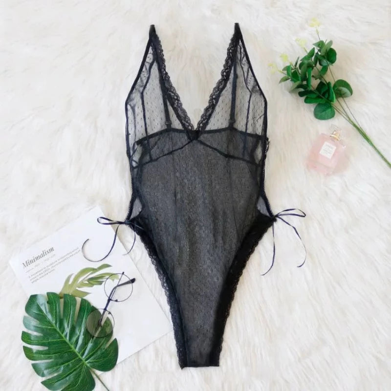 Body Sexy en Dentelle - Maille à Pois