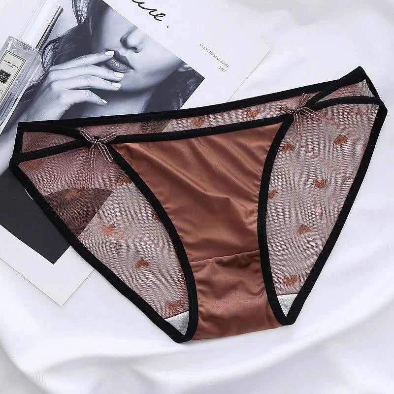 Bordeaux Slip Femme avec Motif Cœur