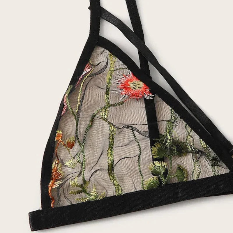 Ensemble de Sous-Vêtements - Dentelle avec Fleurs