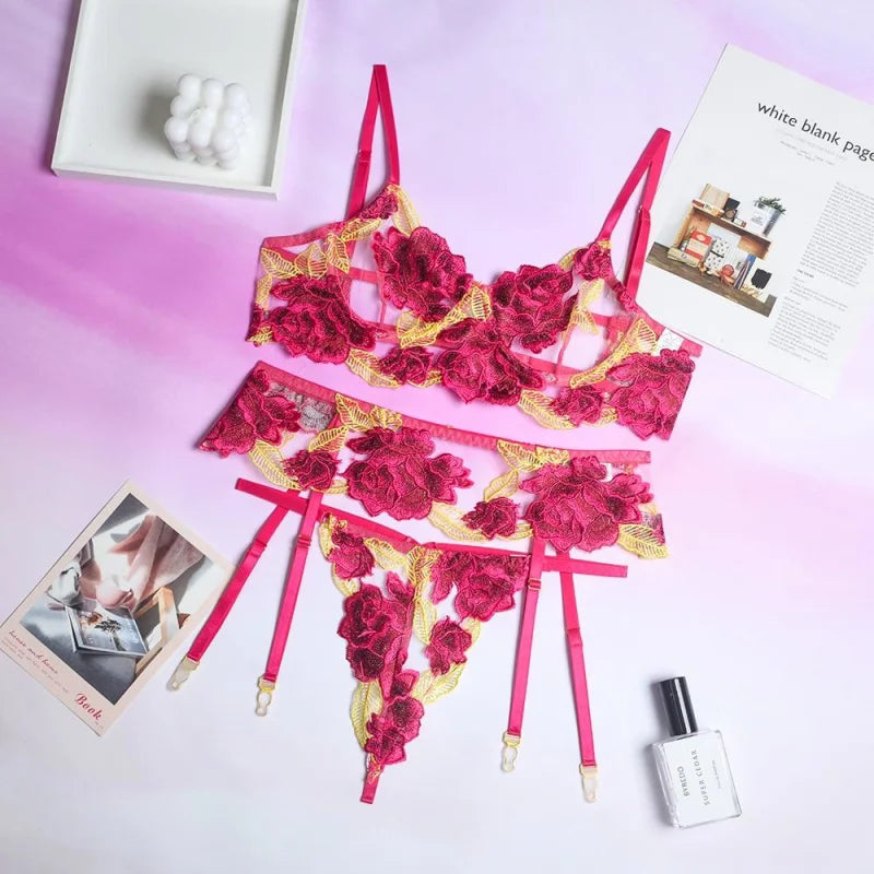 Ensemble de Sous-vêtements - Dentelle & Fleurs