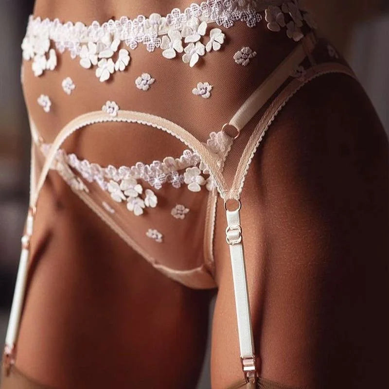 Ensemble de Sous-Vêtements Sexy - Dentelle & porte-jarretelles