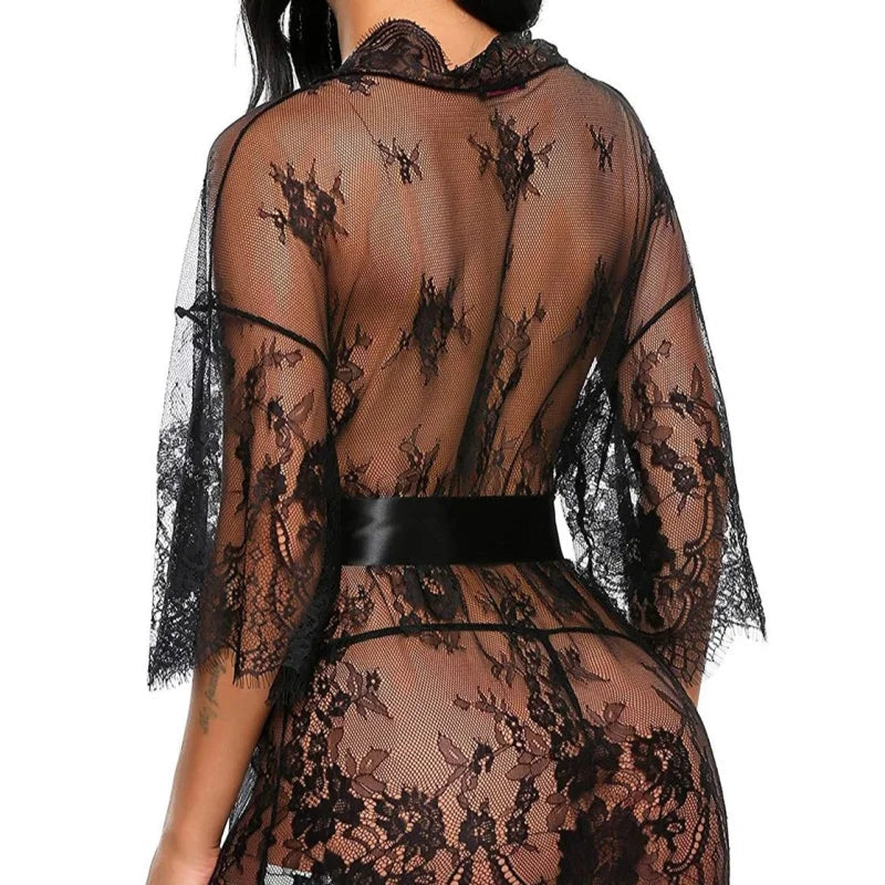 Kimono Court en Dentelle - Déshabillé Féminin