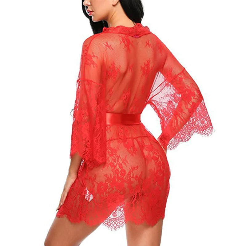 Kimono Court en Dentelle - Déshabillé Féminin